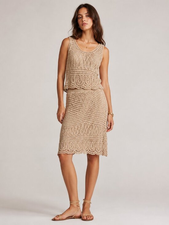 Willi Smith Dresses & Skirts - Willi Smith Women's 2-Piece Linen Blend Lace Tank Top and Skirt Set Size 10